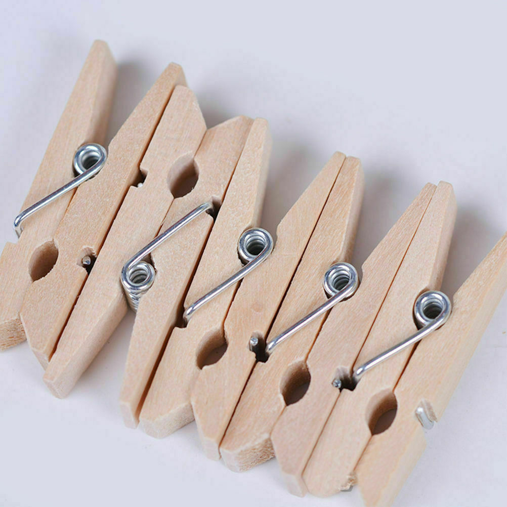 Wood Clothes Pin 50-Pack Pins Wooden Clothespins Laundry Clothesline Clips