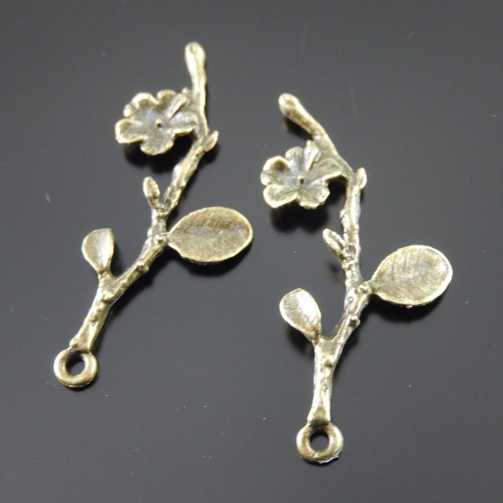 20pcs Antiqued Bronze Floral Tree Branch Metal Alloy Pendant Charm Craft 37*18mm