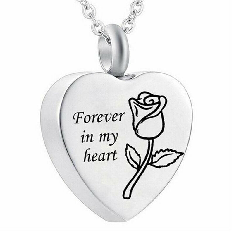Rose Forever In My Heart Pendant Keepsake Urn Necklace For Ashes Jewelry .l8