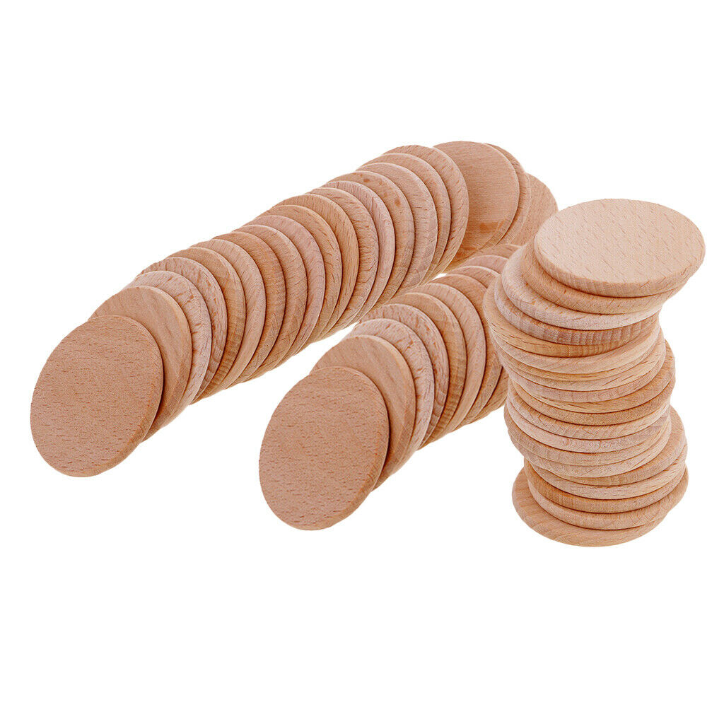 50 Pieces Wooden Circles Pieces Plaque for Painting Home Decors Ornaments