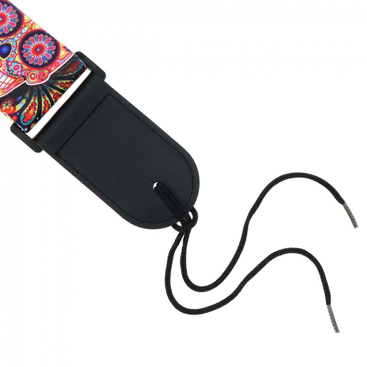 Florescent Pattern Printing Durable Guitar Strap with PU Leather Ends 5cm Wide