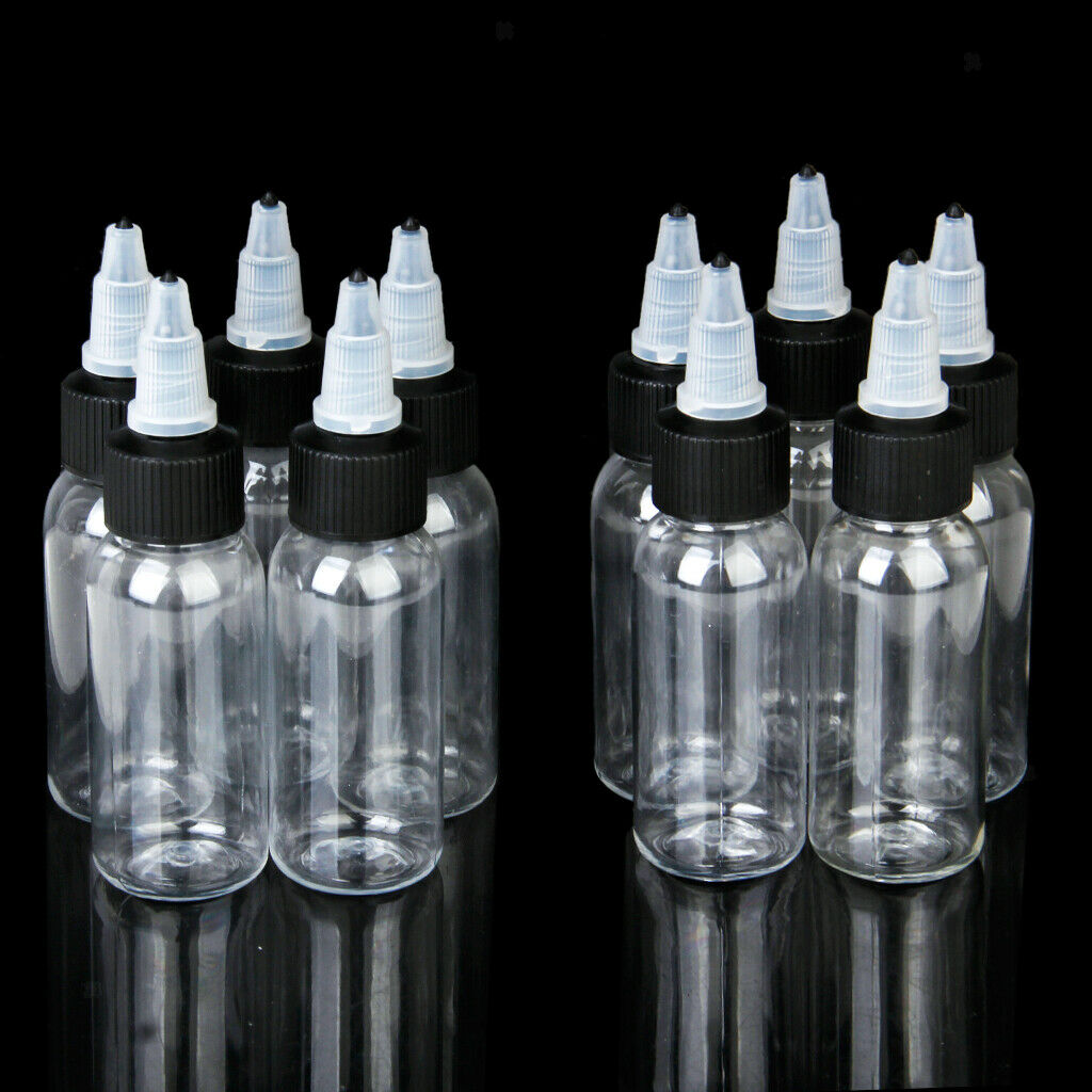 Lot 10PCs 30ml Clear PLASTIC EMPTY TOP  Pigment Supply