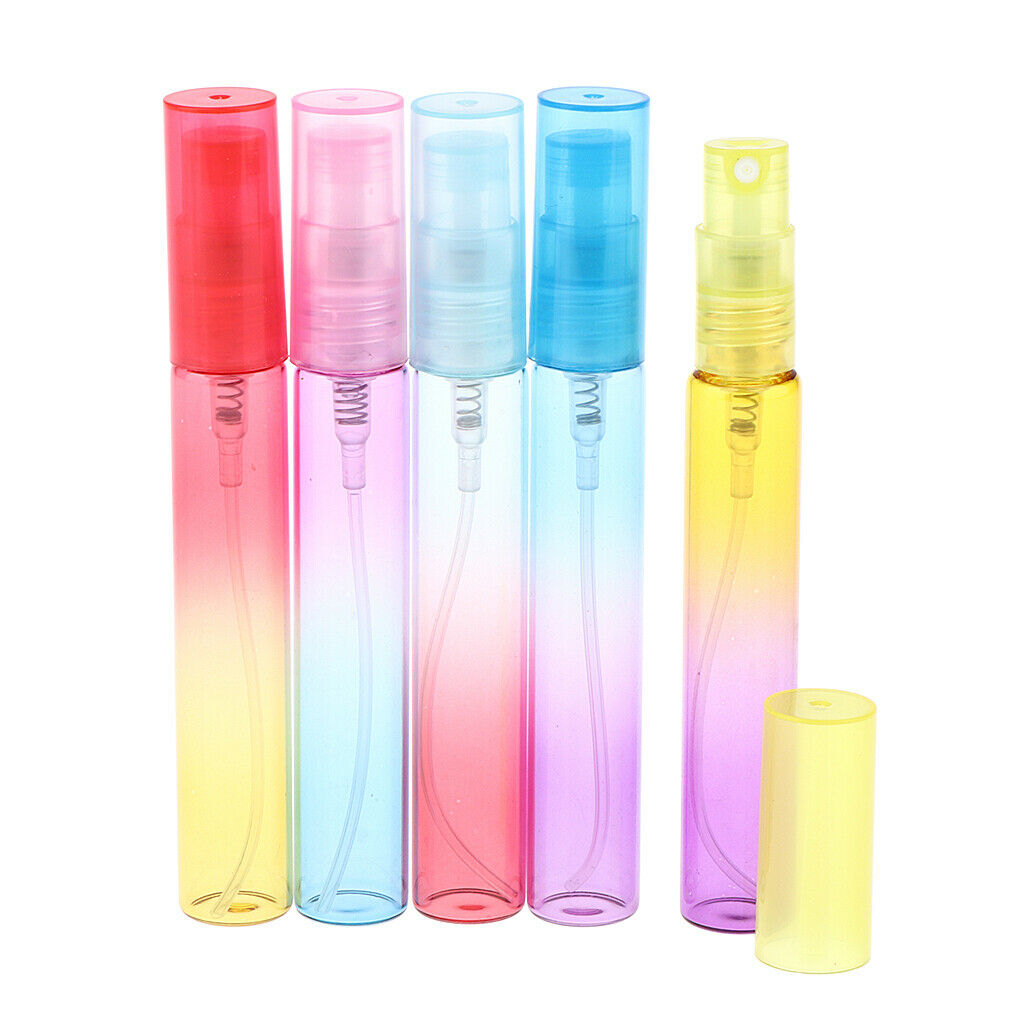 5x Empty 4/8mL Refillable Perfume Bottles Pump Spray Tube Glass Vials 10 cm