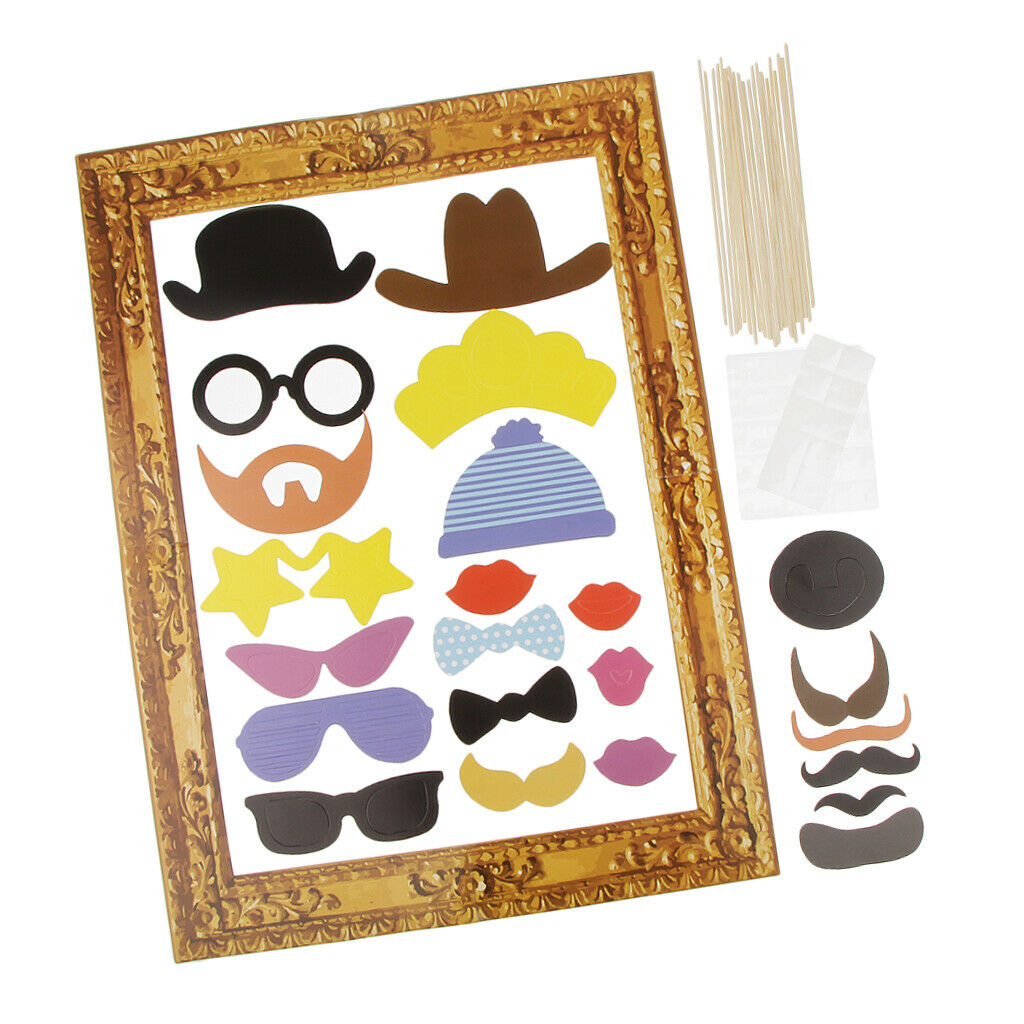 DIY Chalkboard Selfie Frame Photo Booth Props Kits Funny Party Accessories