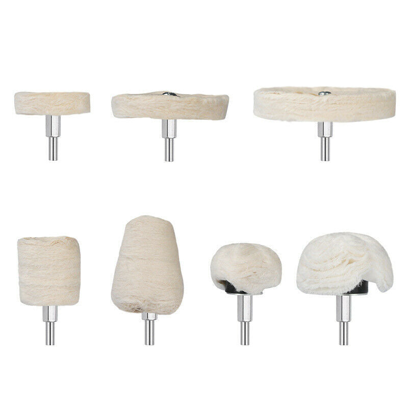 Polishing Wheel 7 Pieces of 6.35Mm Handle Cotton Flannel Polishing Pad Abrasive