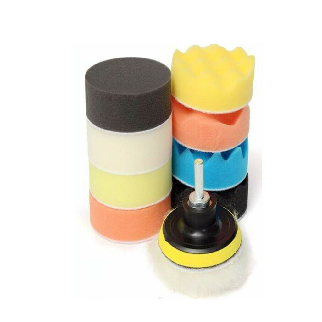 11 Pieces 3 Inch Sponge Polishing Waxing Buffing Pads Kit Set Compound For Auto