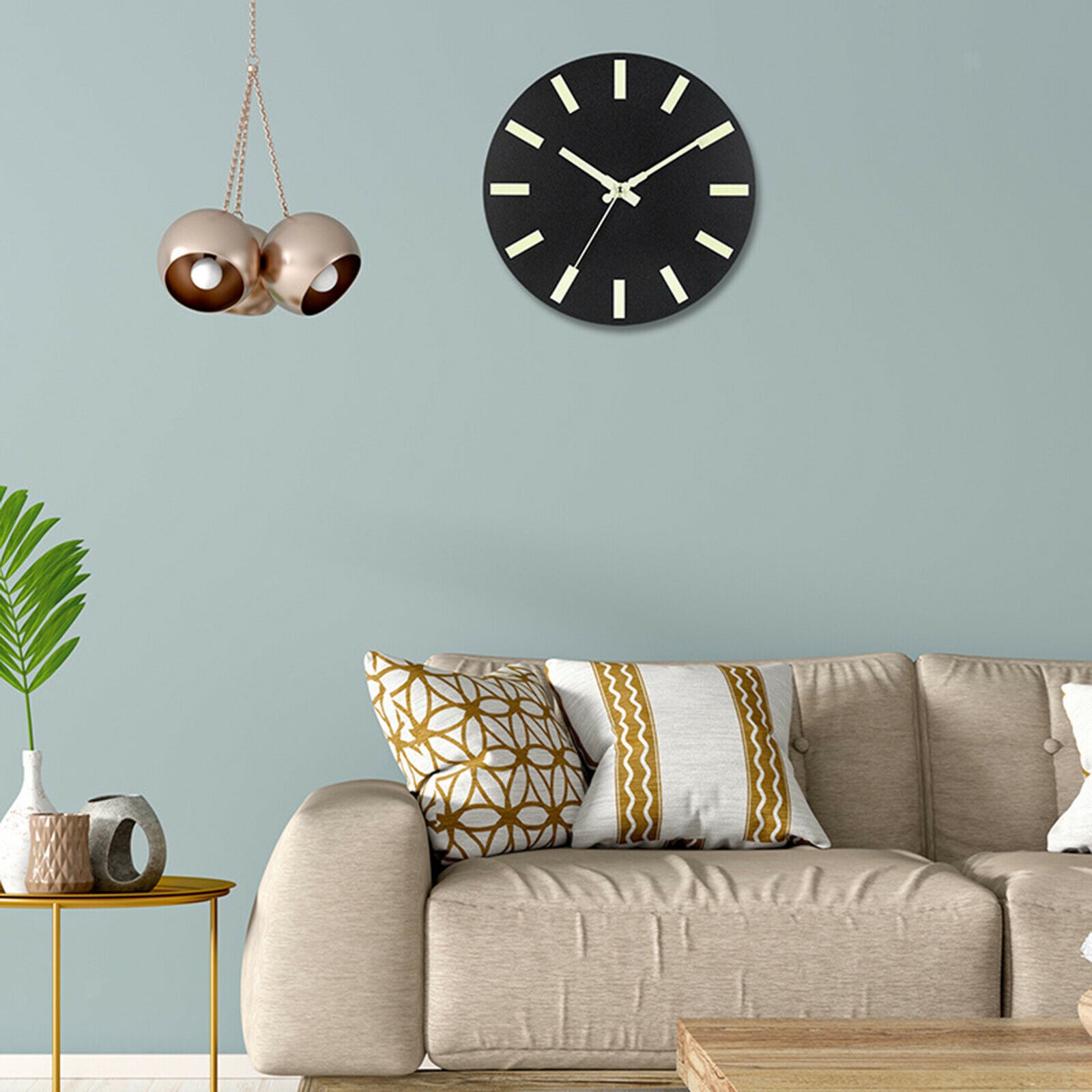 Modern Wooden Round Luminous Wall Clock Night Light Quartz Clocks Office