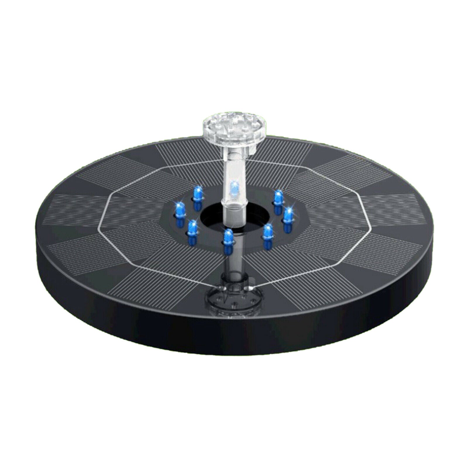 Solar Powered Fountain Water Pump Panel Birdbath w/ 6 Nozzles for Aquarium