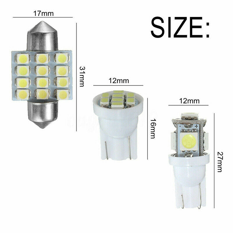13X Car White LED Light Interior Package T10 Festoon Map Dome License Pl Tt