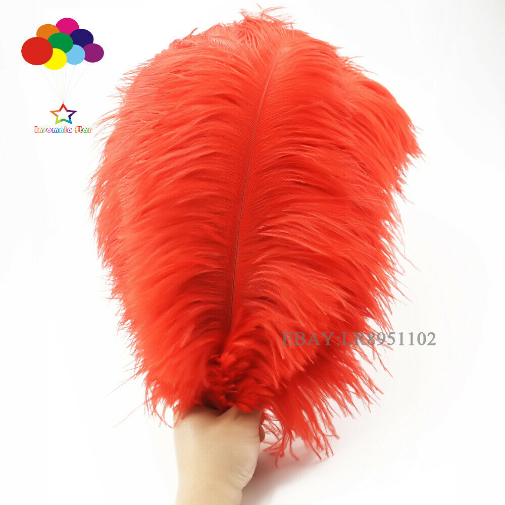 50 pcs Count of 25-30 cm Decorate Feathers Elegant Weddings Red part decoration