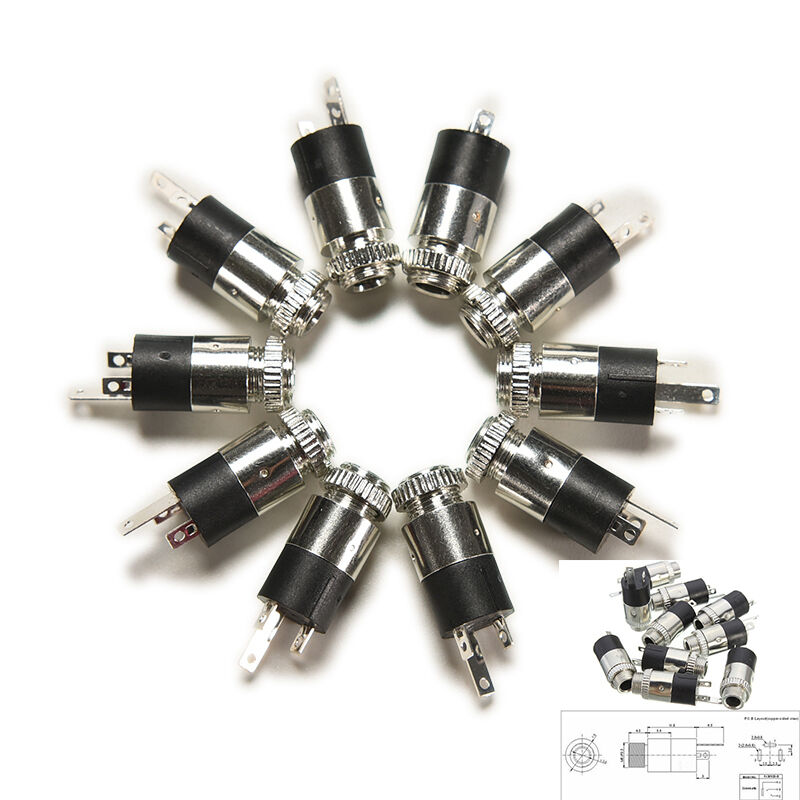 10X PJ-392 3 Pin 3.5mm Stereo Headphone Audio Video Jack Socket  Plug Wit.l8
