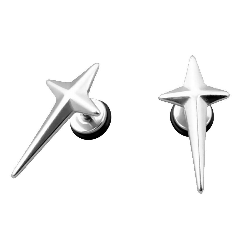 Mens Womens Non-allergic Stainless Steel Cross Design Earrings Ear Studs