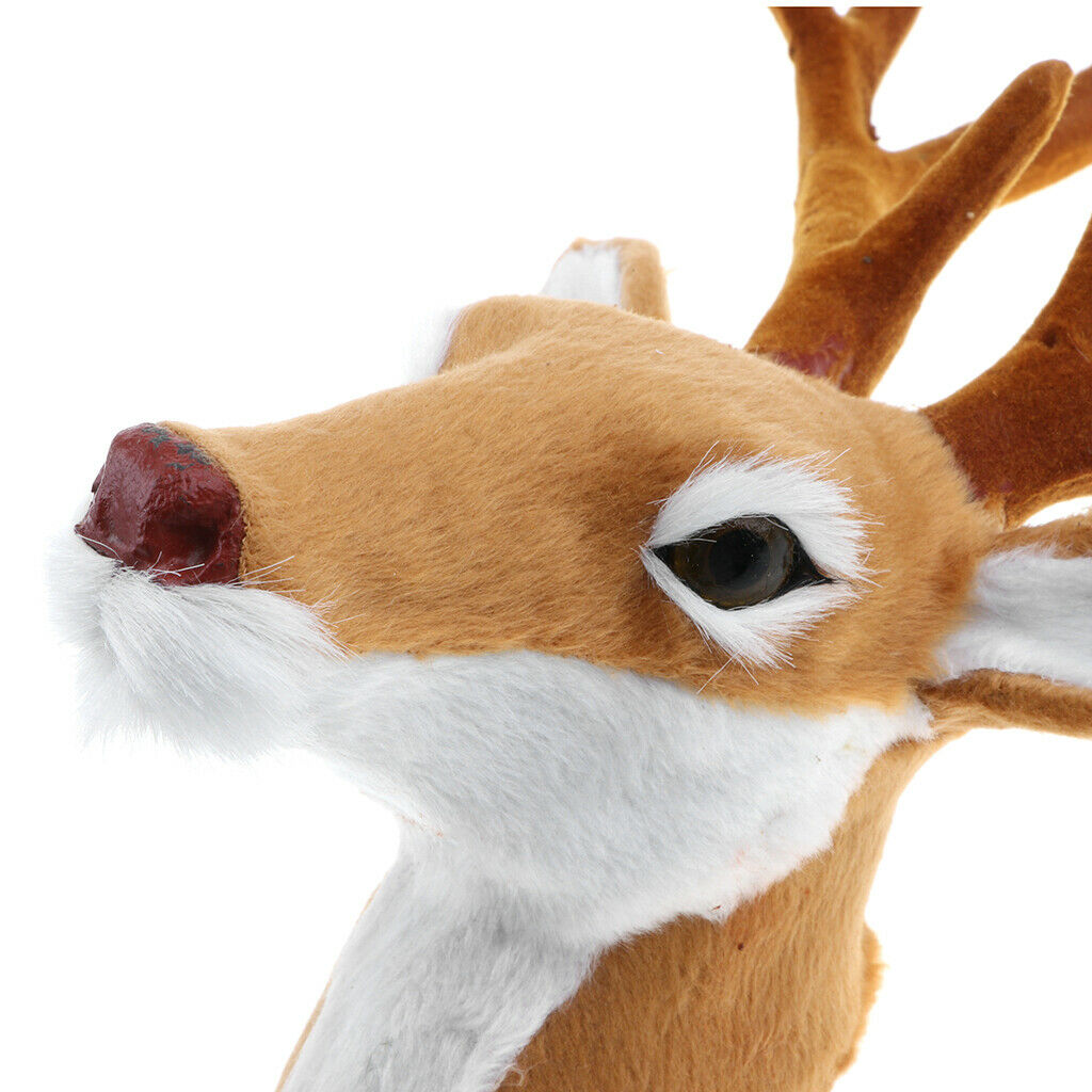Animal Simulation Wall Sculpture, Yellow Faux Fur Deer Head Crafts Statues, Home