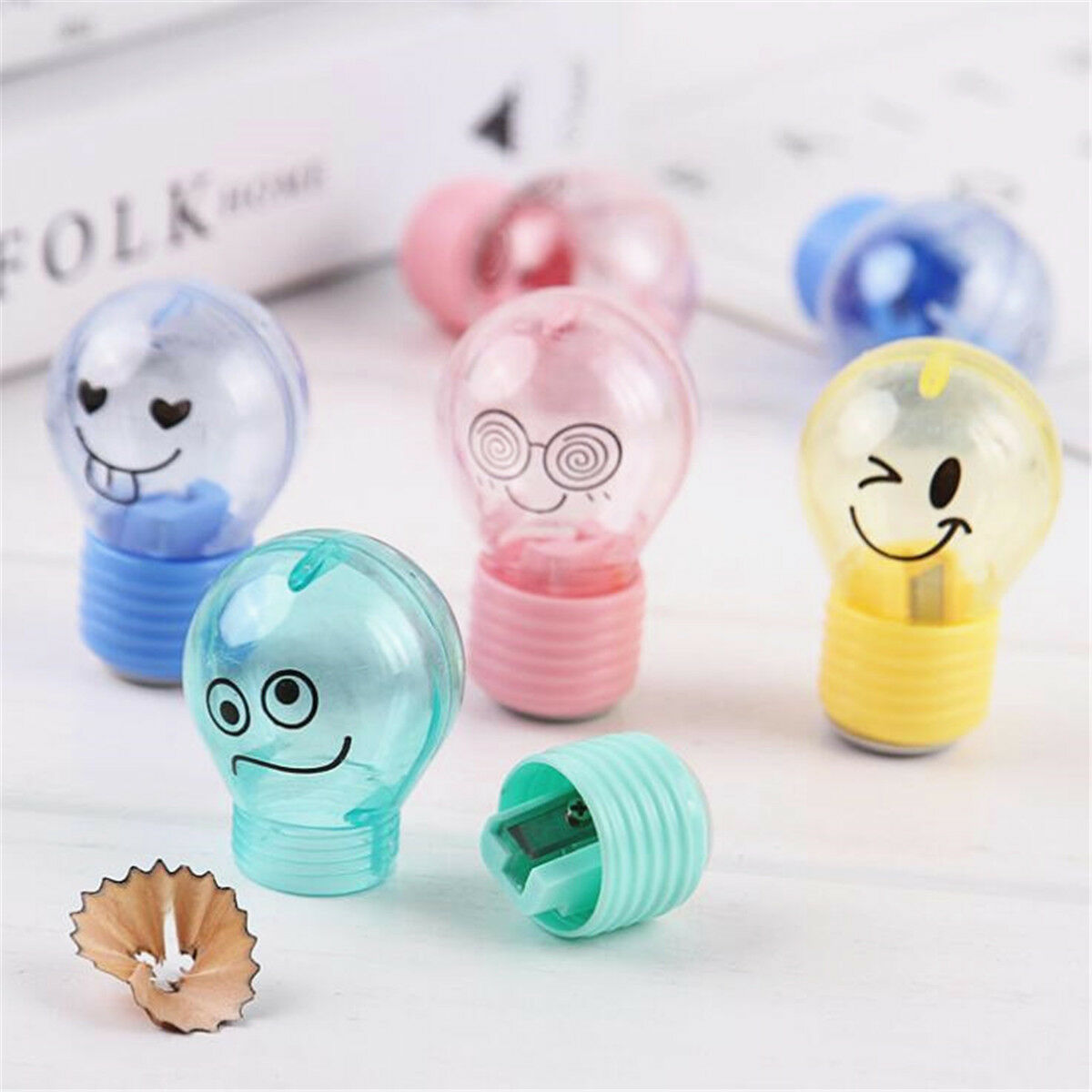 2PCS Mini Light Bulb Can Pencil Sharpener Office Student School Supply Kids Gift