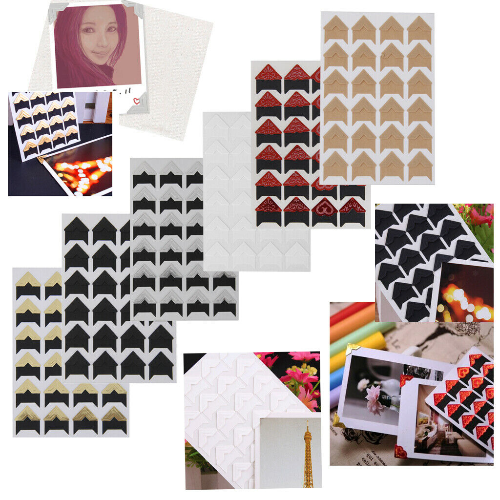 240Pcs Photo Corners Stickers Scrapbooking Album Journal Guard Decals Black
