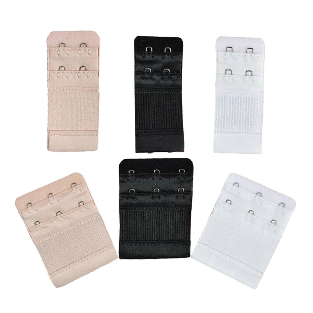 6x Bra Extenders Elastic Adjustable Back Clip On 2 Row 2/3 Hooks Accessories