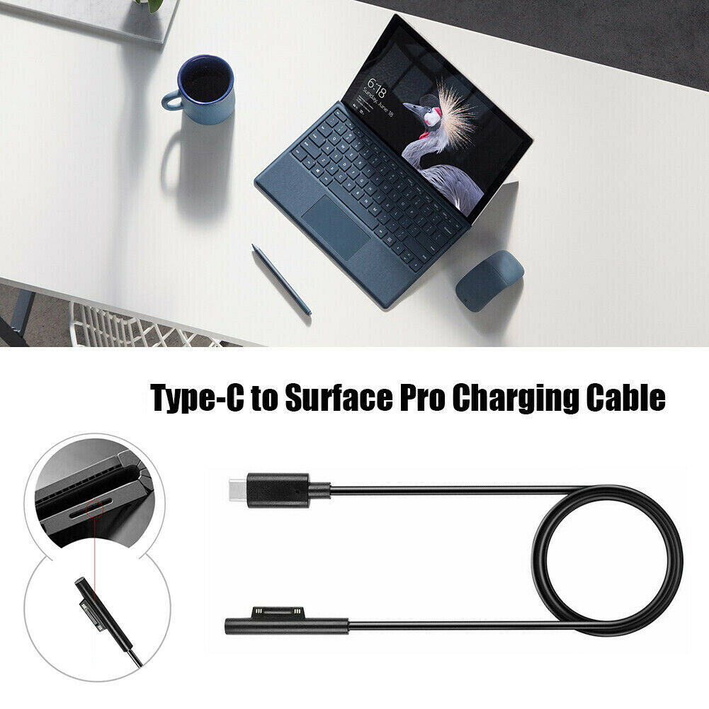 Type-C USB C Connector PD Charger Cable Fit for Microsoft Surface Pro 7 6 5 4 GZ