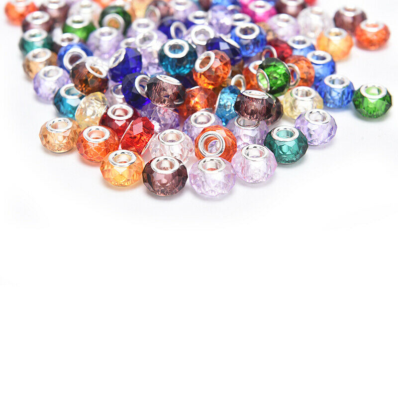 30pcs Murano Glass Charm Spacer Crystal Beads For Bracelets Mixed CharmYU.l8