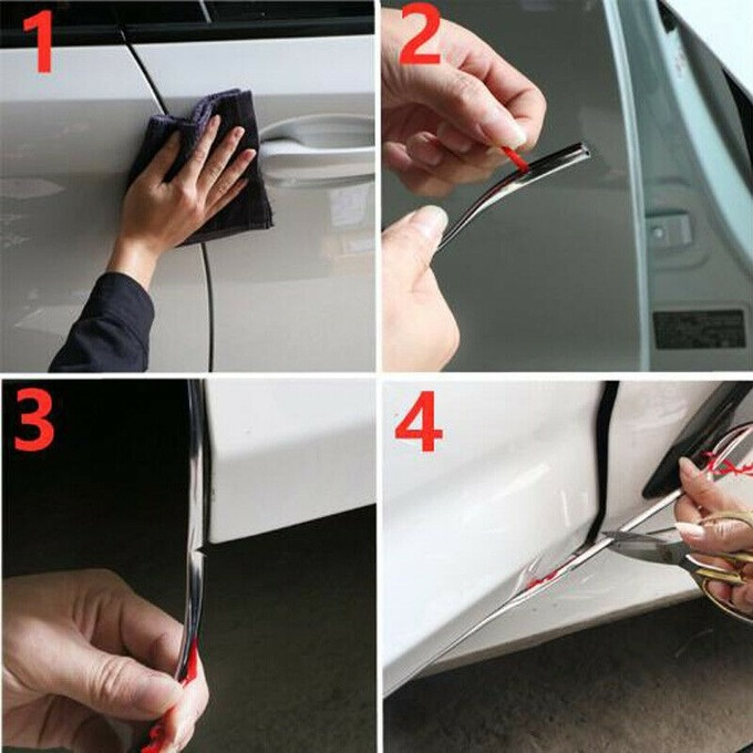 5M Carbon Fiber Car Door Moulding Rubber Scratch Protector Strip Edge Guard Trim