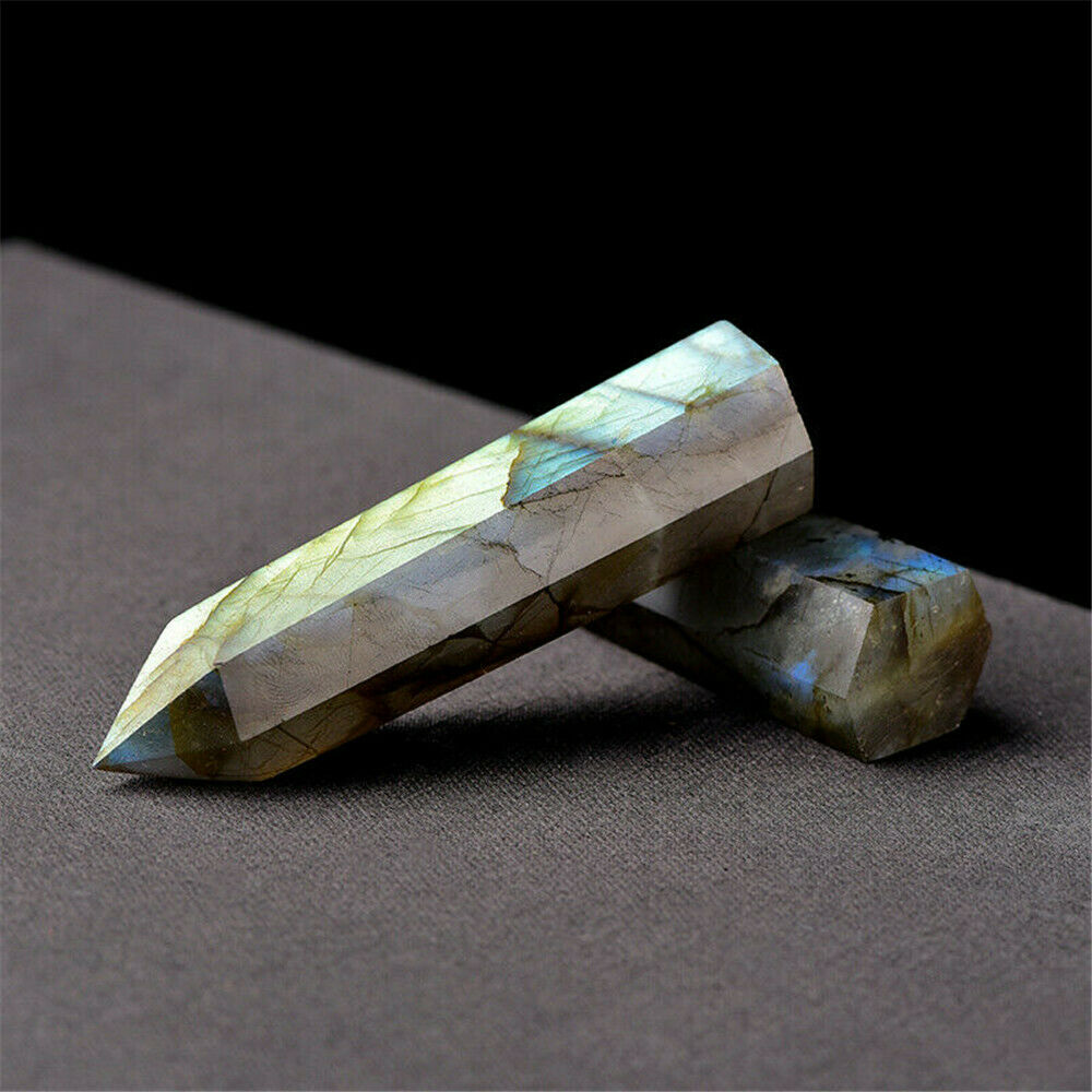 Natural Labradorite Moonstone Crystal Point Healing Stone Fluorite Wand Quartz