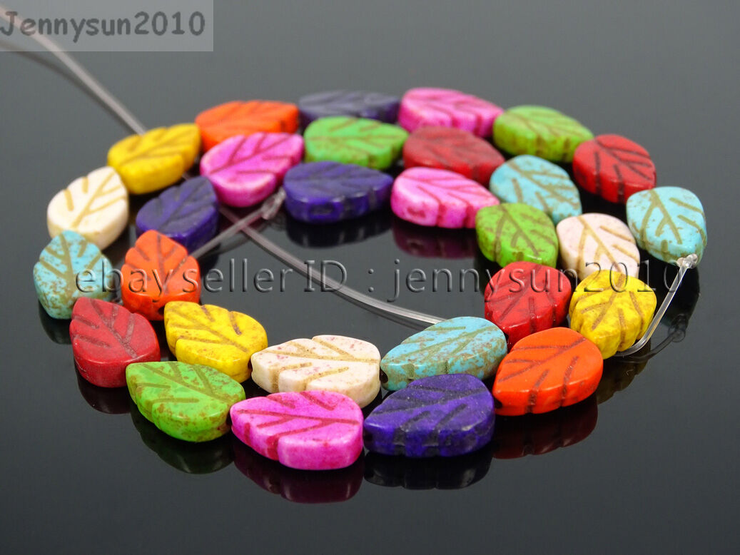 Mix Color Howlite Turquoise 9mm x 13mm Lovely Leaf Spacer Beads 15.5'' Strand