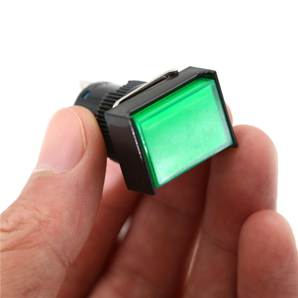 Momentary /Latching Push Button Switch Rectangular DC 12V/24V LED Light 5Pi WF