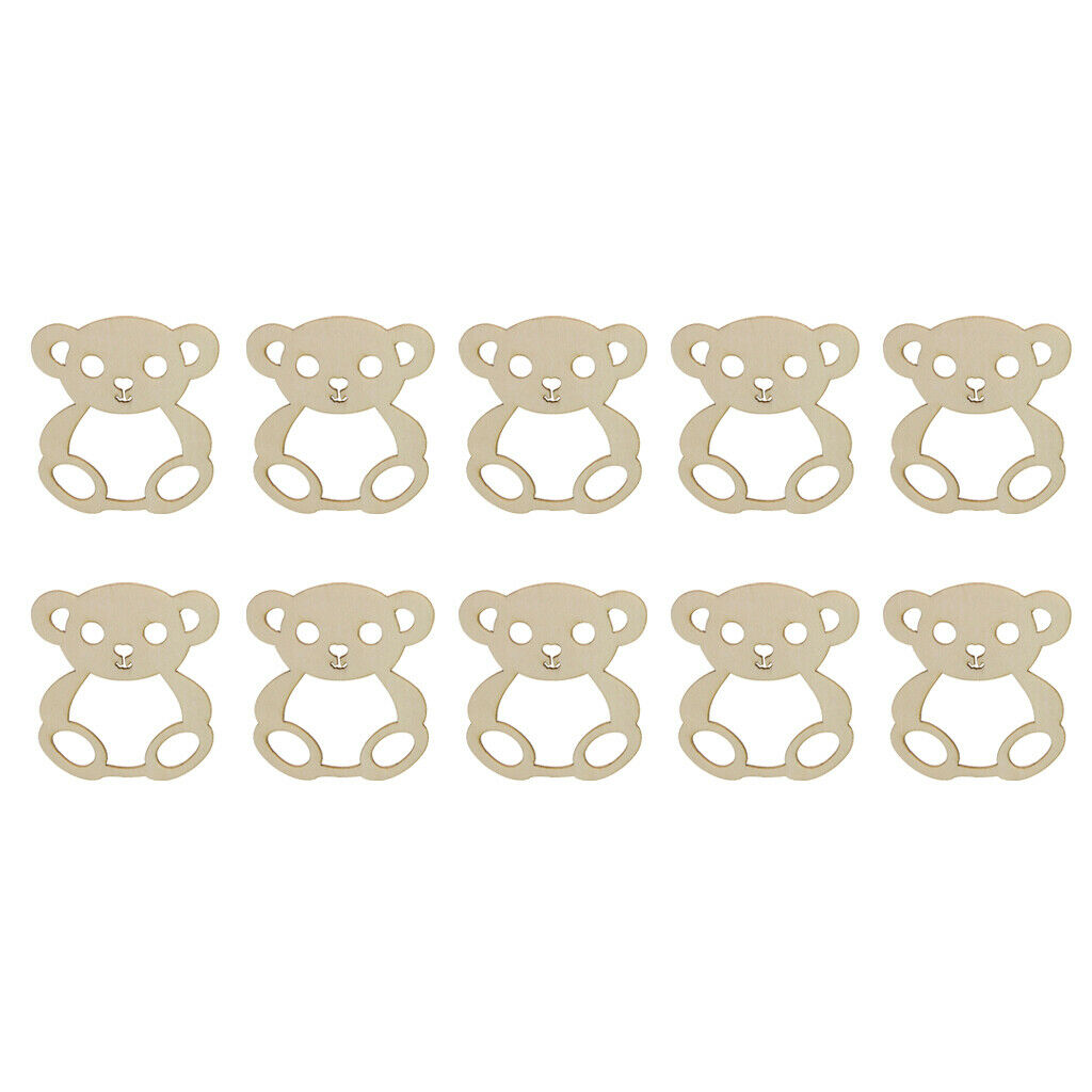 10pcs Unfinished Empty Wooden Bear Tags Ornament Baby Shower Plaque Craft