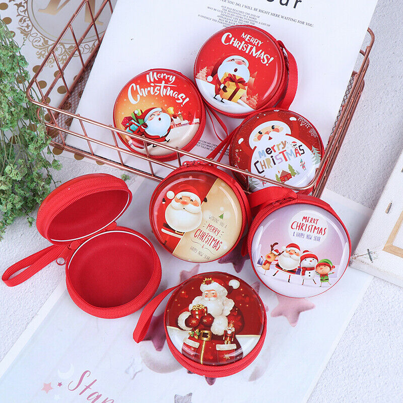 Xmas Christmas Candy Tin Box Candy Jar Iron Boxes Storage Coin Headphones .l8