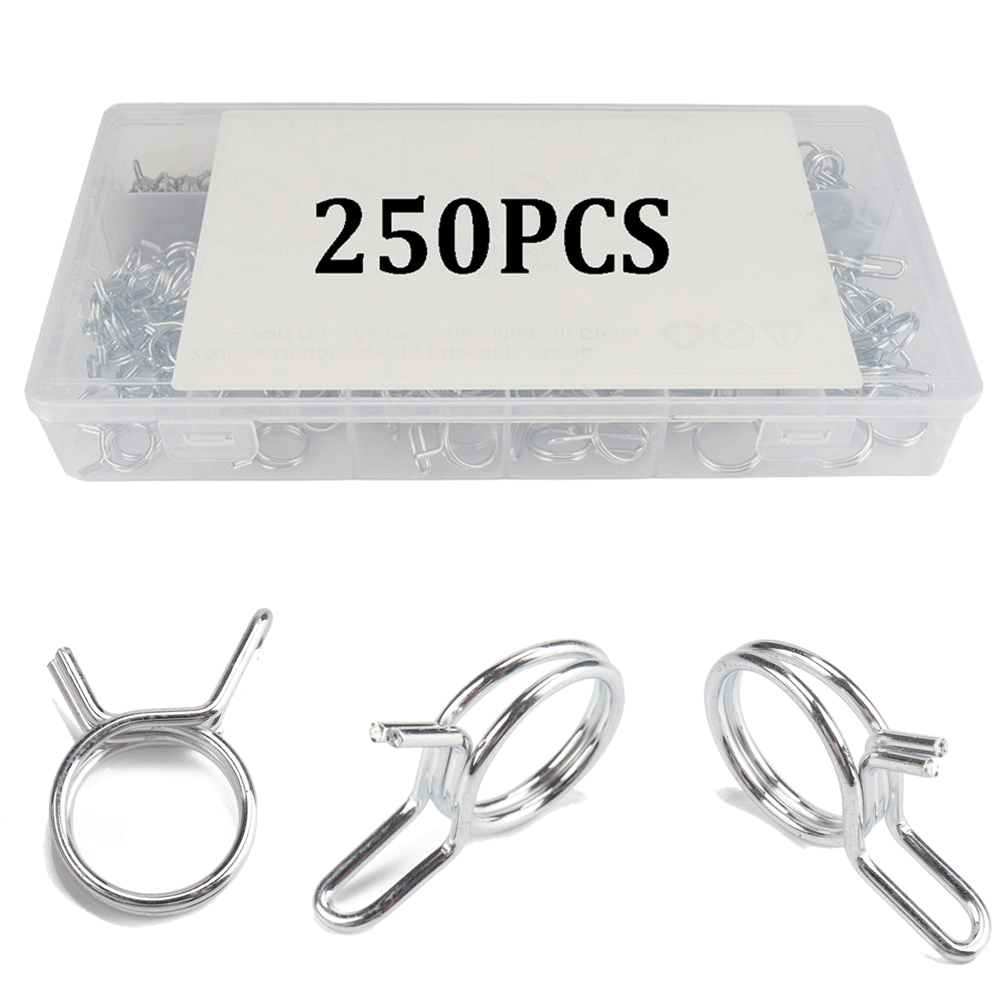 250pcs Î¦5-Î¦14 Double Wire Fuel Line Hose Tube Spring Clamps For Car Motorcycles