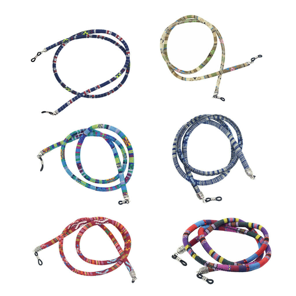 6 pcs Bohemian Sunglasses Neck Cord Strap Eyeglass Lanyard Holder Round Rope