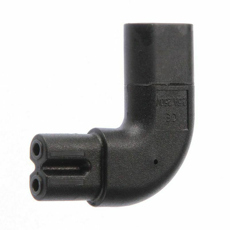 IEC320-C8 Male to C7 Female 90 Degree Angle Sided Angled Power Adapter 110-250L1