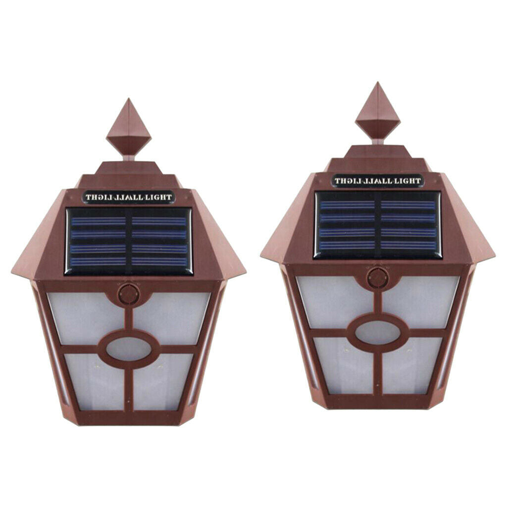 Set of 2 Solar IP65 Solar Powered Wall Lamps Waterproof Lights Backyard