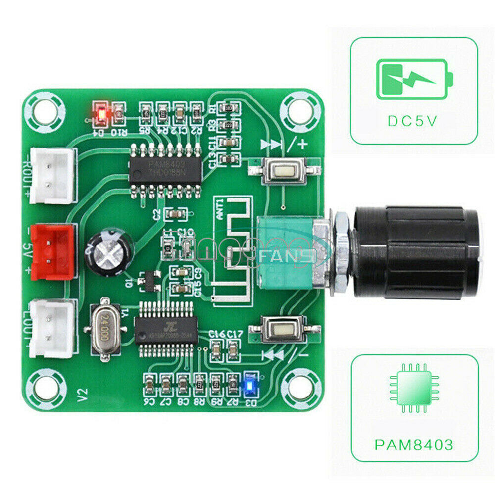 Bluetooth 5.0 HD Power PAM8403 Wireless Dual Channel Stereo Amplifier Board 2*5W