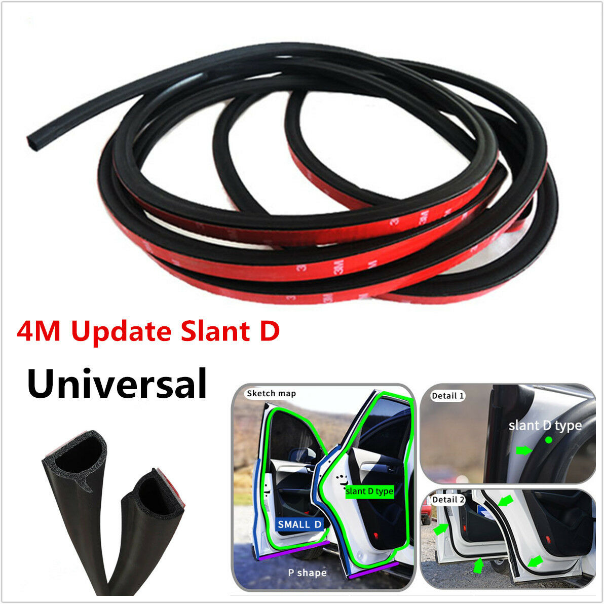 Universal 4M Update D Pillar Car Door Frame Bonnet Trunk Cover Sealing Strips