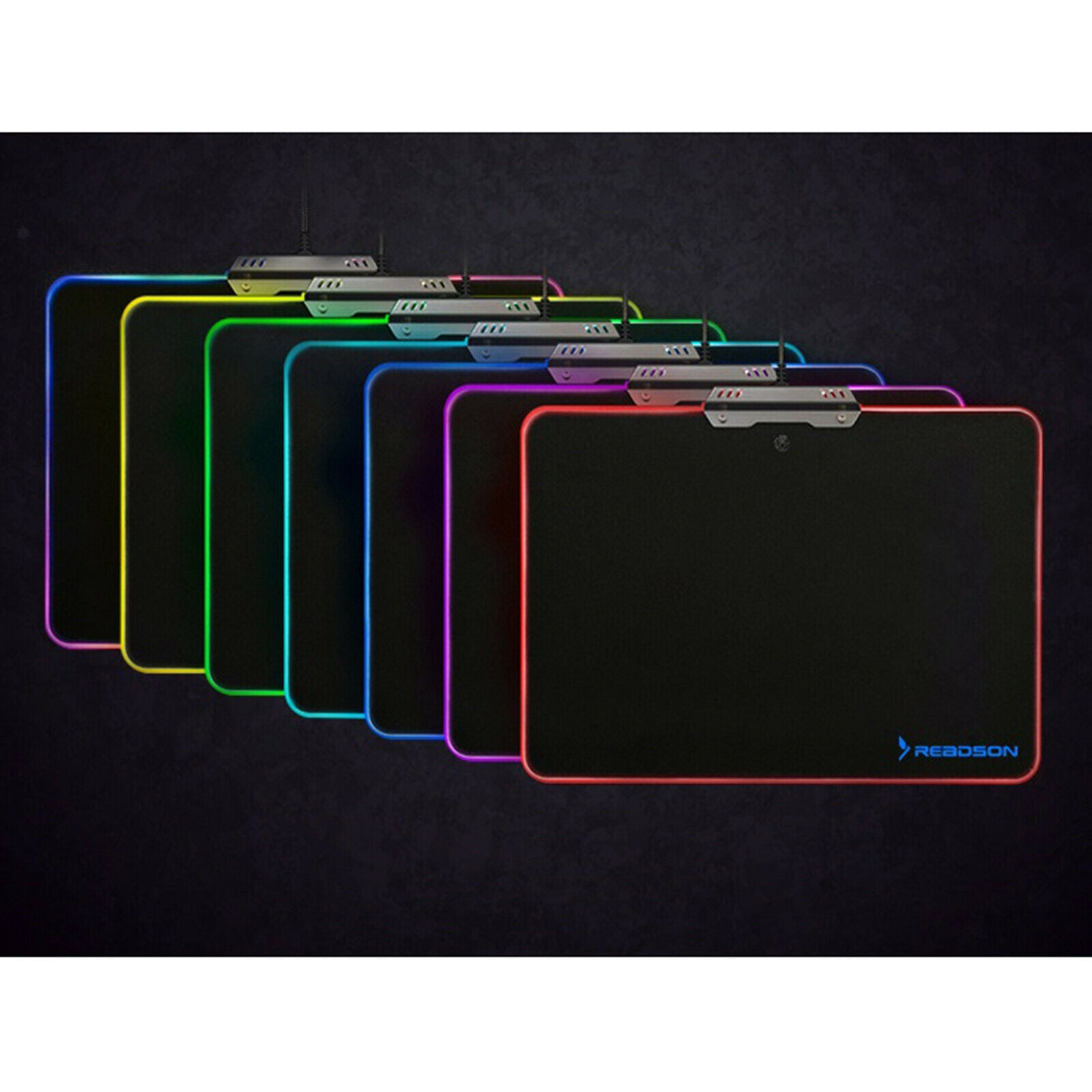 RGB Metal Mouse Pad Rubber Base Mouse Mat with Backlit Waterproof Surface