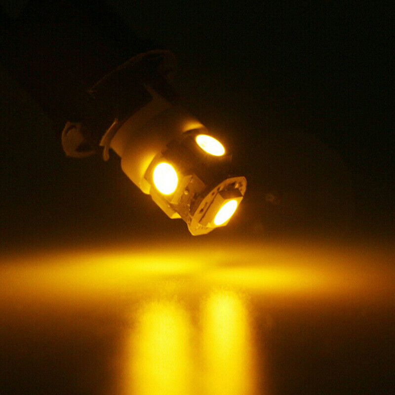 10Pcs Yellow T10 Wedge 5-SMD 5050 5W5 LED License Plate Bulbs Clearance Lam Tt