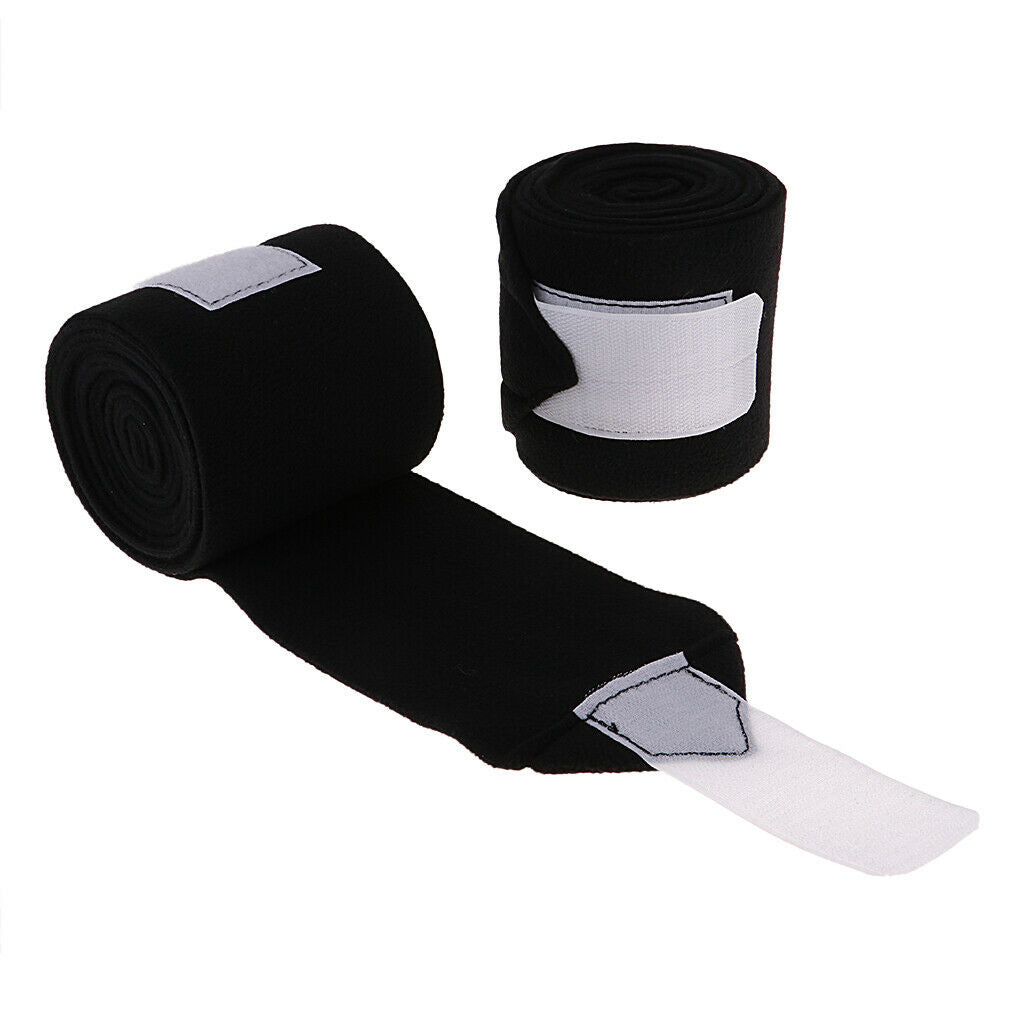 4pcs Soft Fleece Equestrian Leg Wraps Bandage for Horse Riding Racing Black