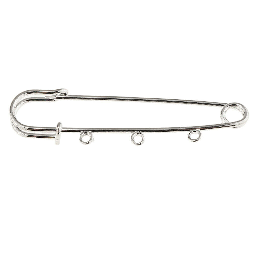 10 Pieces Large Safety Pin DIY Dangle Findings with 3 Loops Crafting Sewing Pin