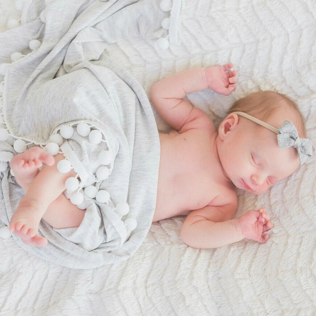 Soft 100% Cotton Muslin Prom Prom Swaddle Blanket for Baby Gray