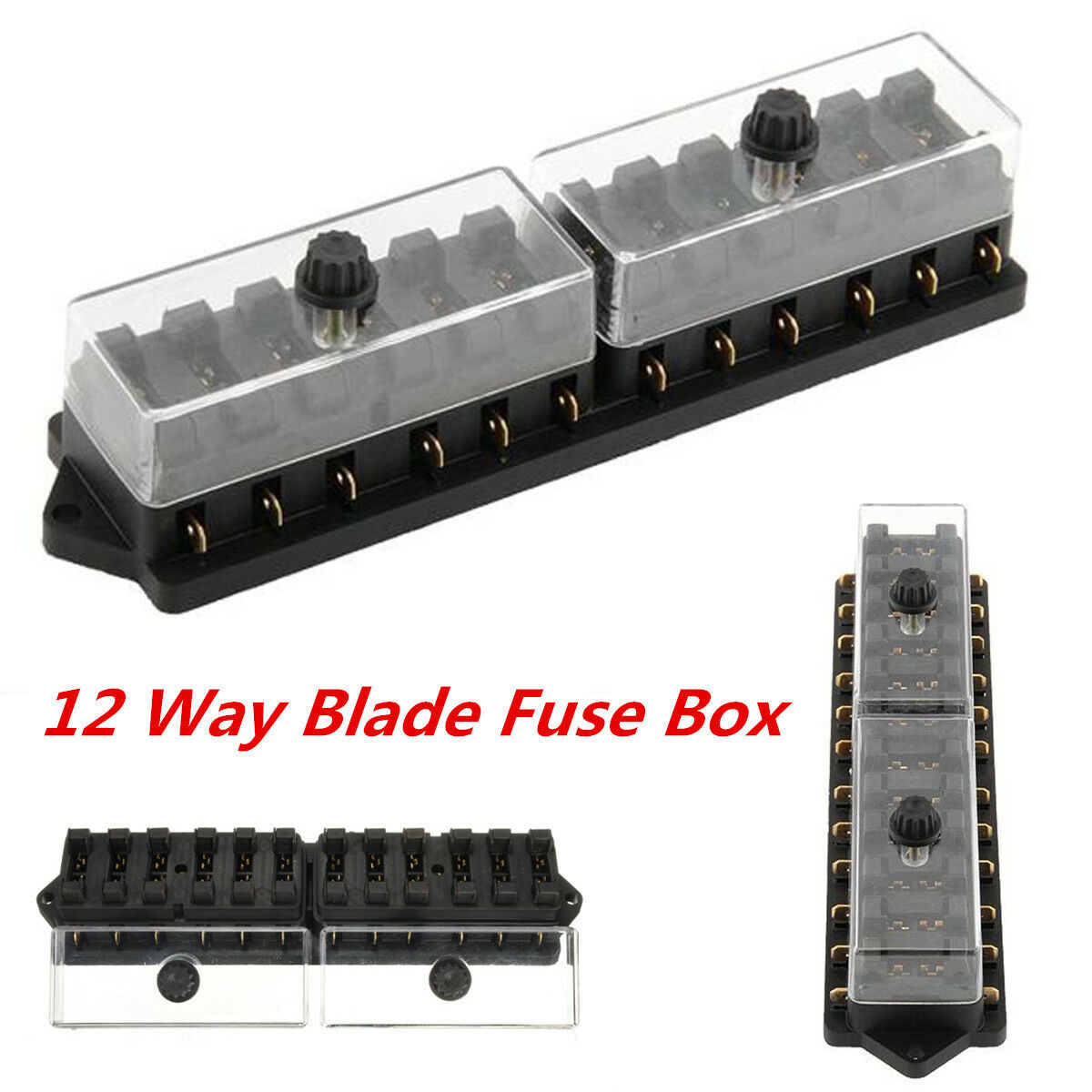 Universal Car Truck Van 12 Way Circuit 12V Standard Blade Block Fuse Box Holder
