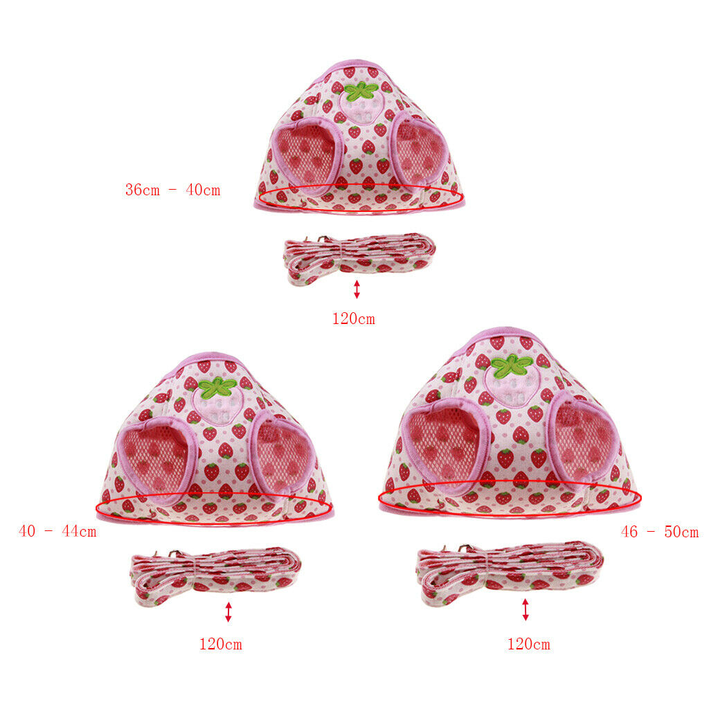 Pet Dog Walking Vest Harness Puppy Leash Training Chest Straps Strawberry L