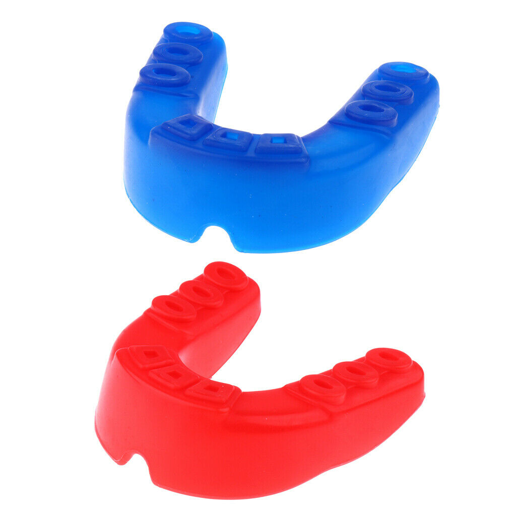 2x Boxing Gum Shield MMA Martial Arts Mouth Guard Teeth Protection Red & Blue