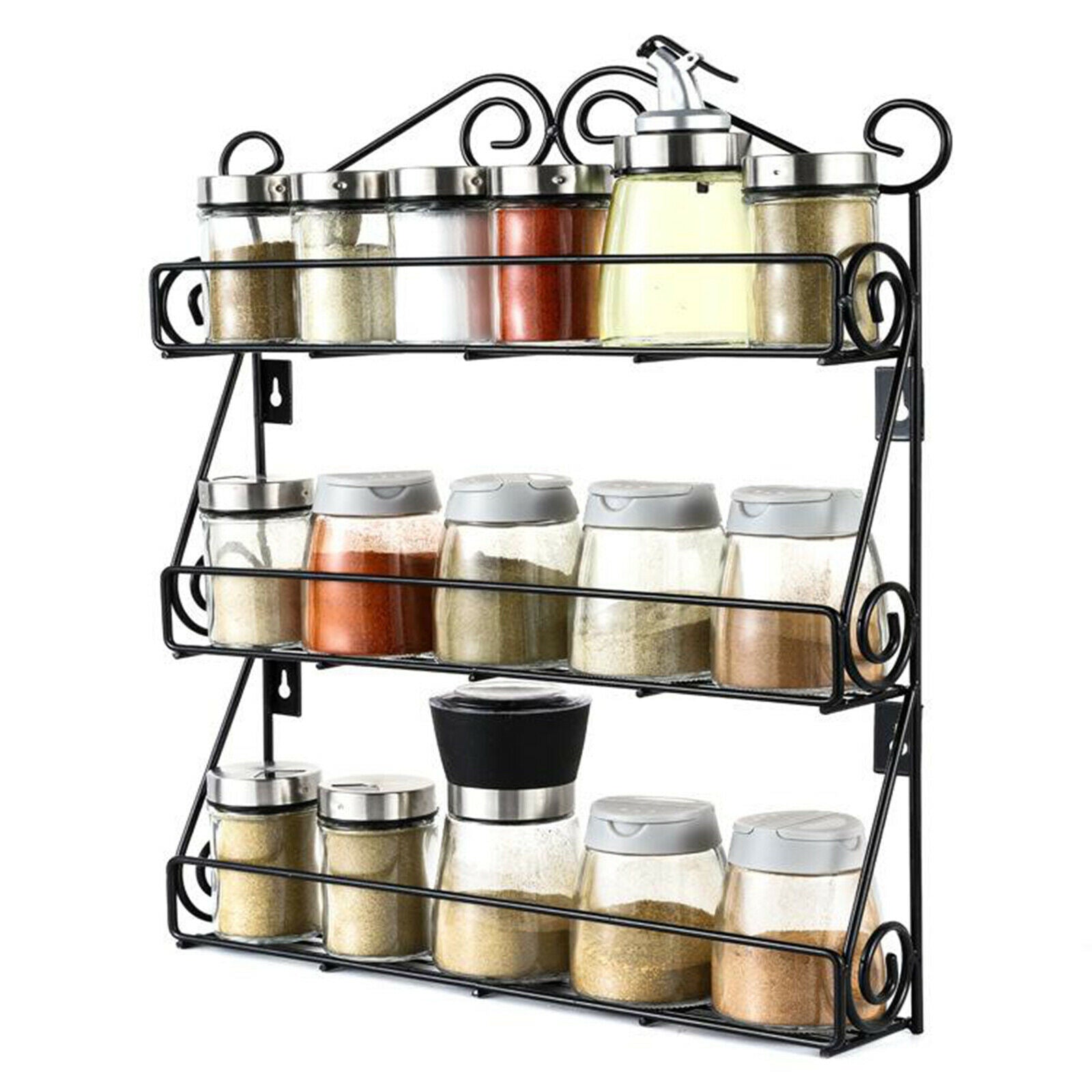 Spice Rack 3 Tier Seasoning Rack Jar Organizer Standing Accessory Save Space