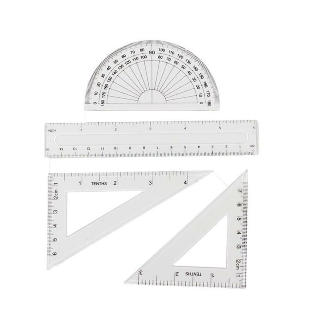 Students Maths Geometry Stationery Ruler Set Squares Triangle Ruler Protractor n