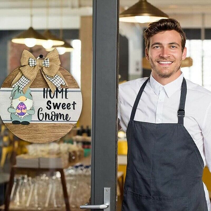 Welcome Sign Front Door Hanger Interchangeable Home Sweet Gnome Cute WelcomeA9U3