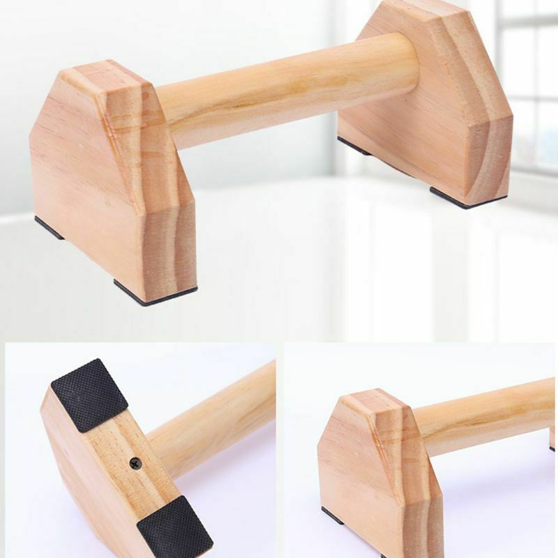 1Pair Wooden Parallettes Gymnastics Calisthenics Handstand Bar Fitness Training