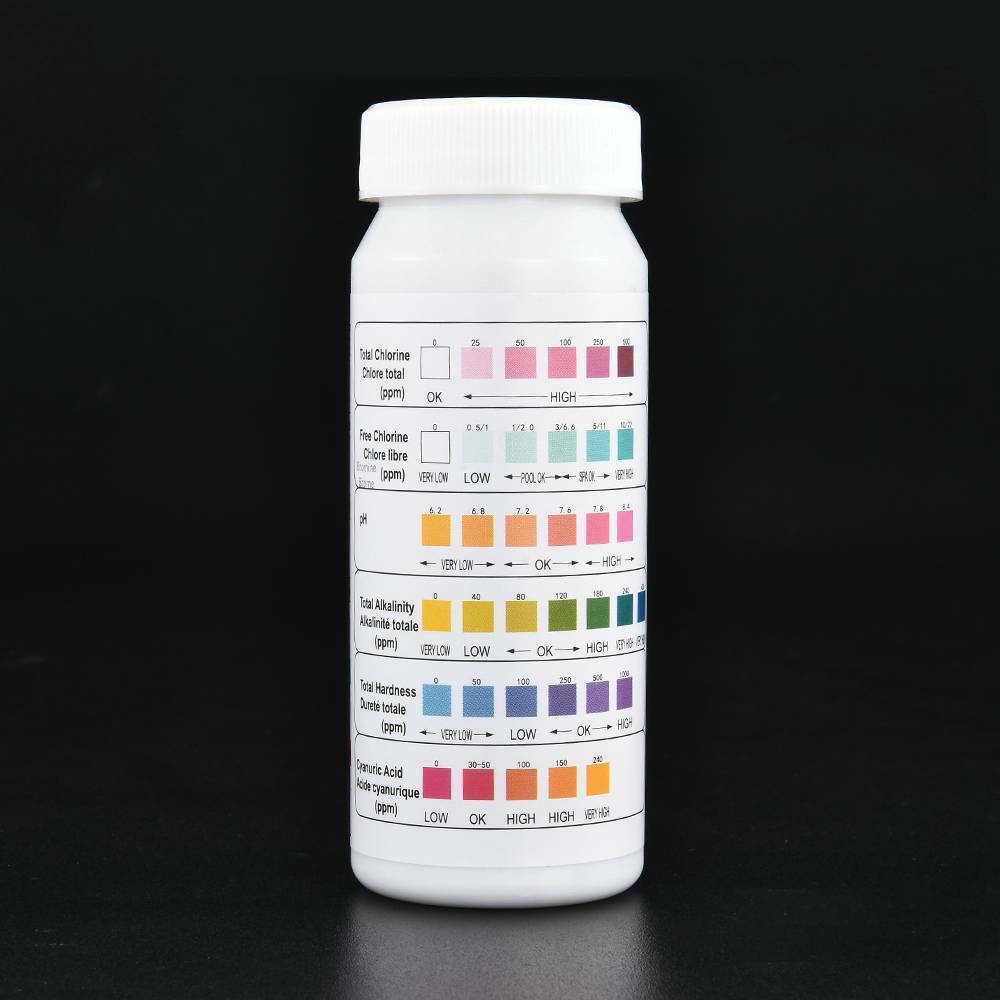50 PCS Chlorine Dip Test Strips Hot Tub SPA Swimming Pool PH Tester Paper 6IN1