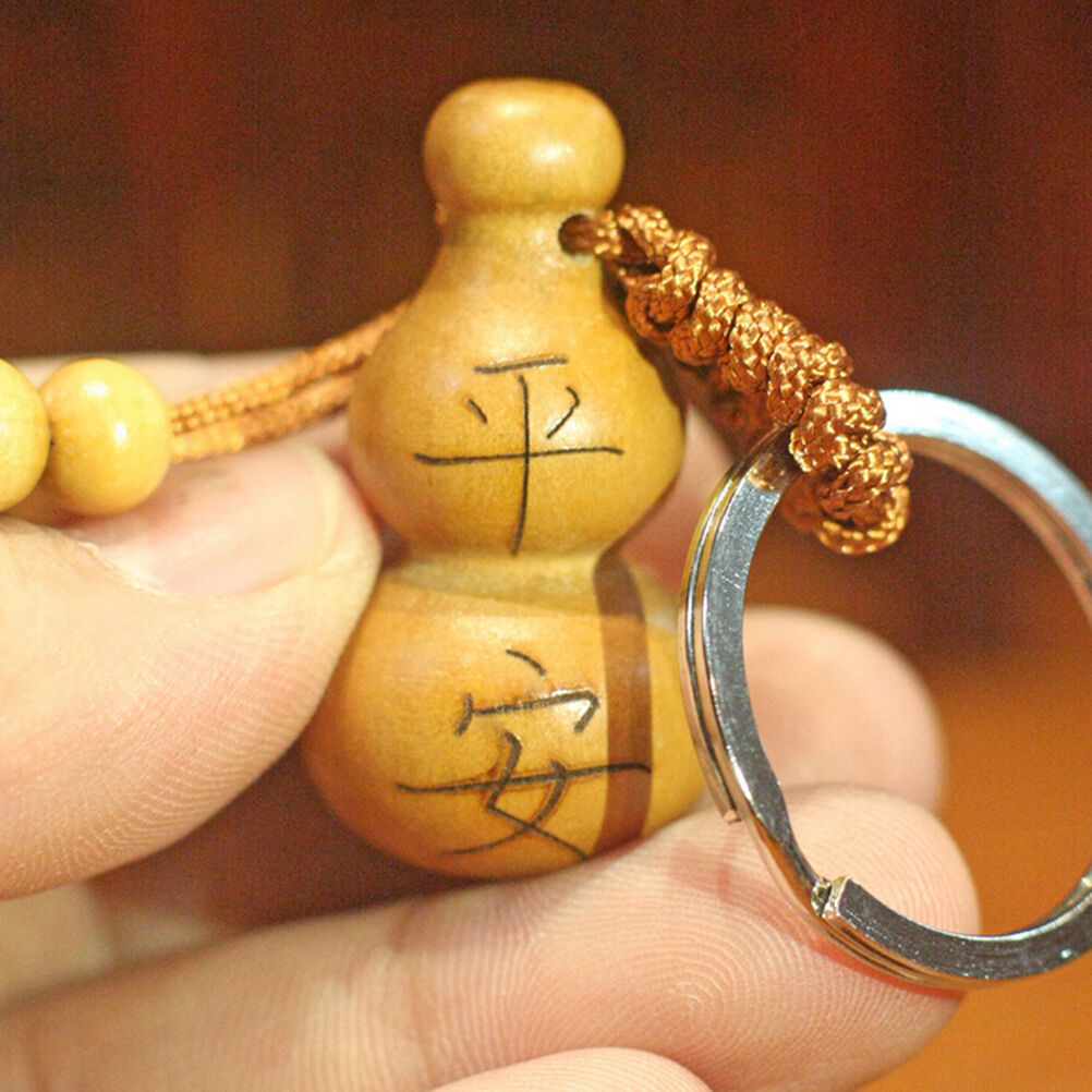1 Pcs Gourd Craft Keychain Mahogany Chinese Traditional Fortune Keyring D.l8
