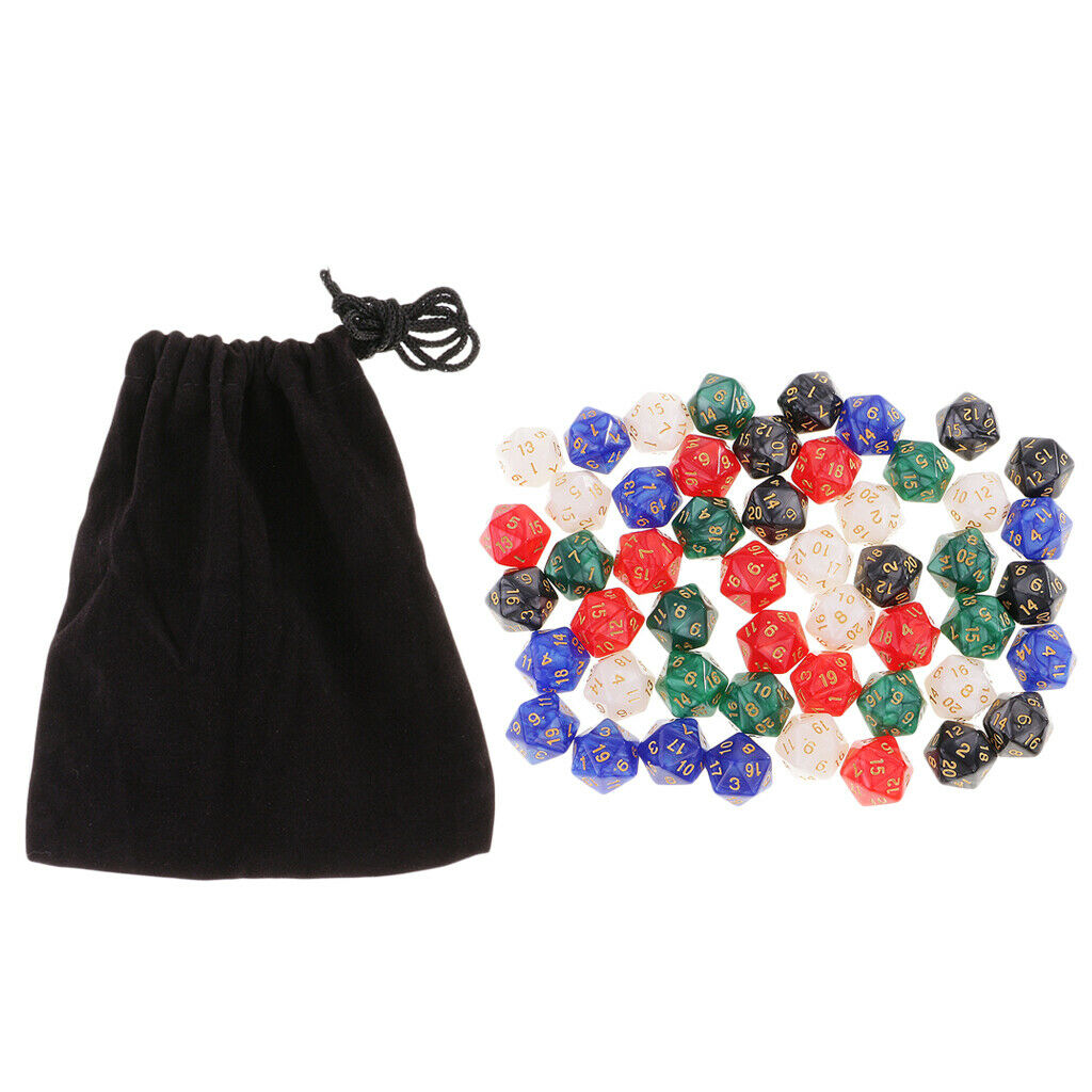 Set/50pcs Multi-sided D20 Dices for D&D RPG MTG Board Game Party Club Fun