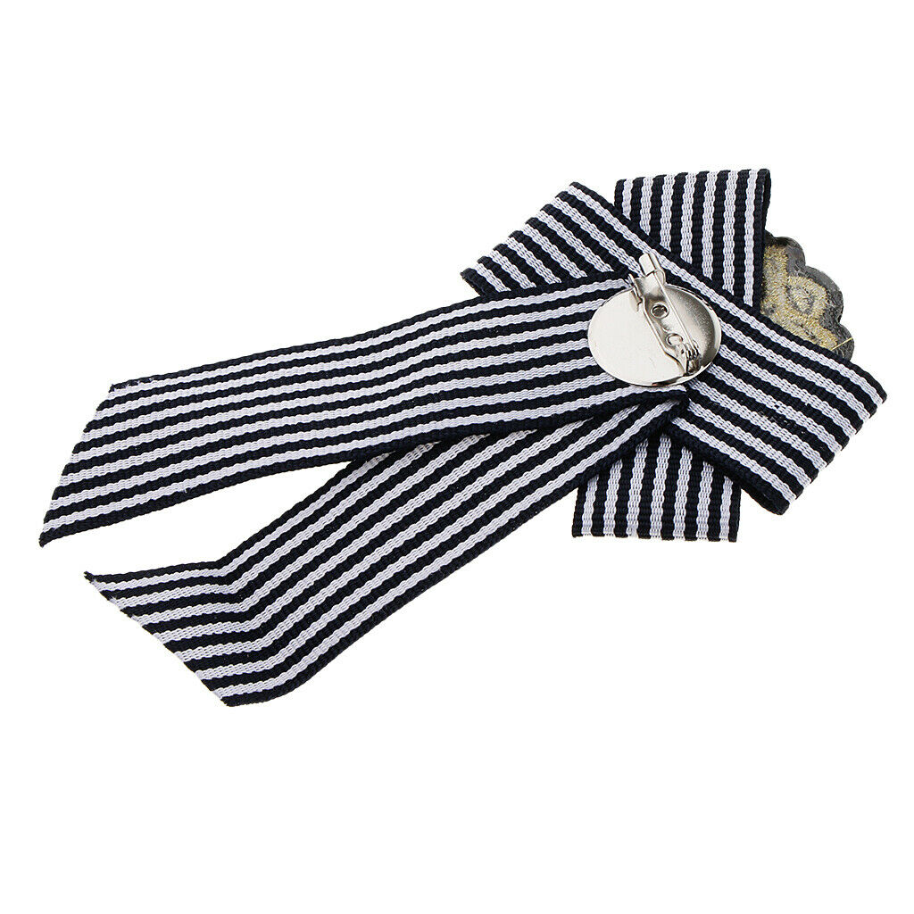 3Pcs Ladies Bowknot Bow Tie Suit Dress Shirt Necktie Striped Brooch Pin
